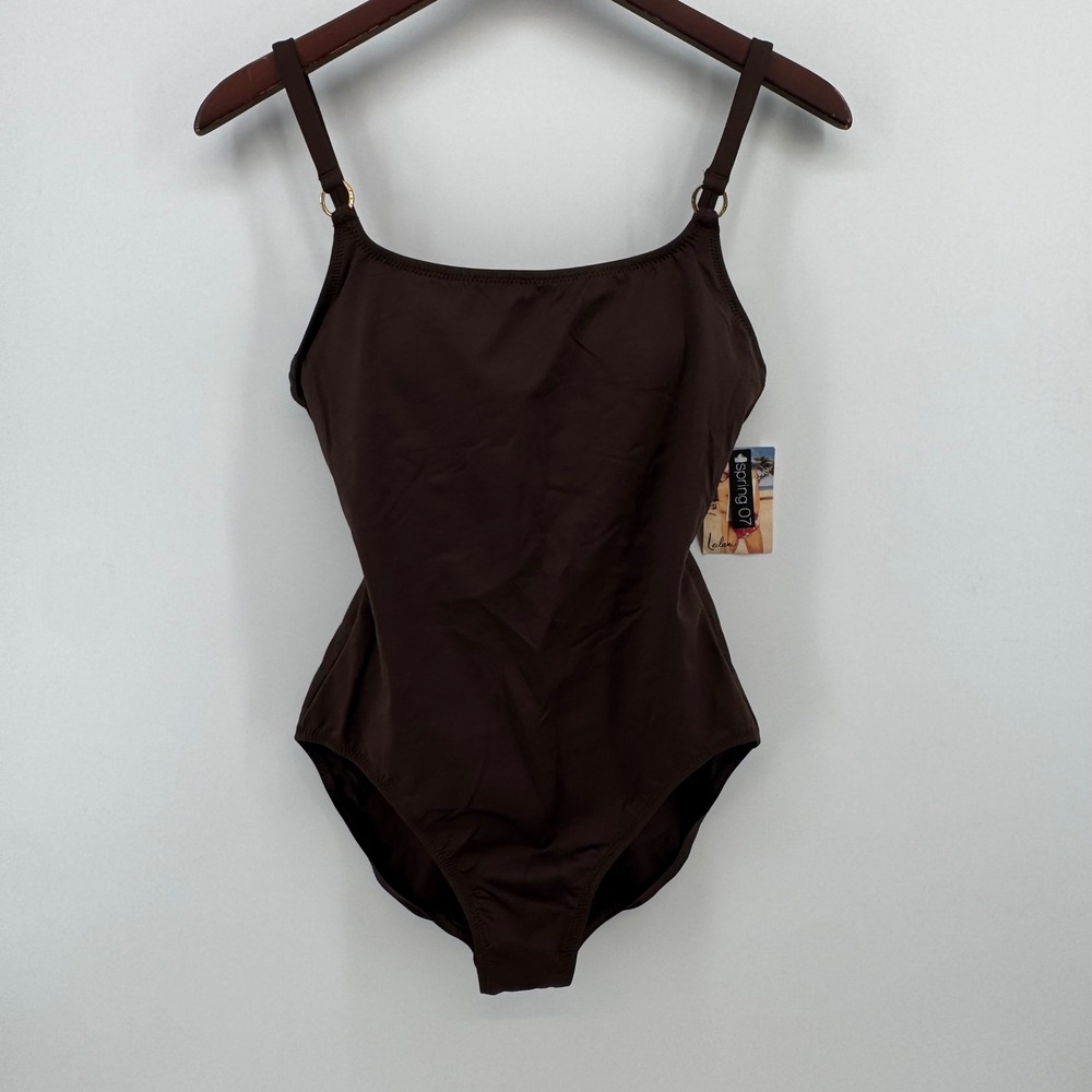 Leilani by‎ Quiksilver Brown One Piece Swimsuit Vintage Spring 07 Size 10 761588